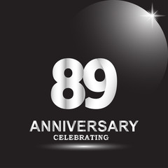 89 anniversary logo vector template. Design for banner, greeting cards or print