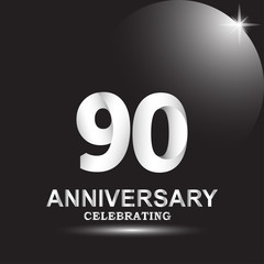 90 anniversary logo vector template. Design for banner, greeting cards or print