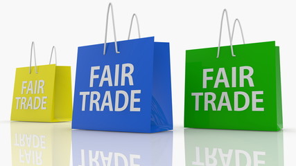 Obraz na płótnie Canvas Colorful Shopping bags with fair trade concept