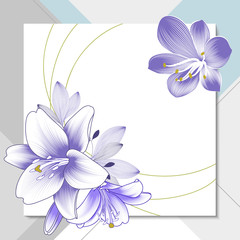Hand drawn floral pattern with lily flowers and leaves. Vector illustration. Element for design.