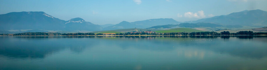panorama of lake in the evening