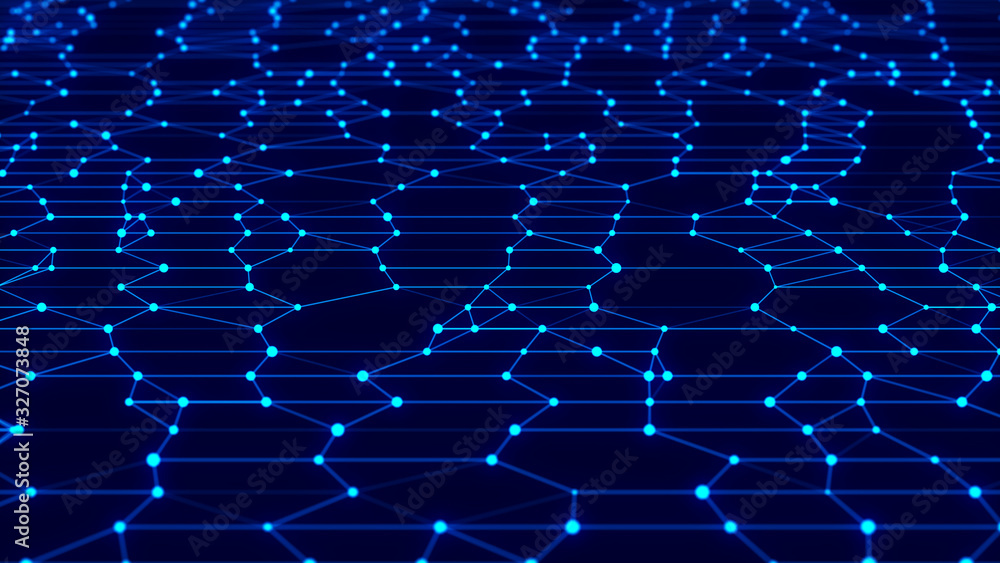 Aufkleber Network connection dots and lines. Technology background. Plexus. Big data background. 3d rendering.