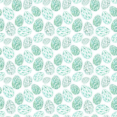 Seamless pattern of Easter eggs, нand drawn watercolor illustration. Green floral pattern.