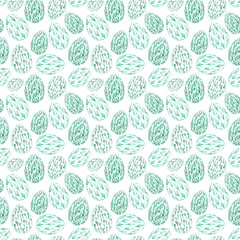 Seamless pattern of Easter eggs, нand drawn watercolor illustration. Green floral pattern.