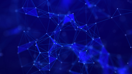 Abstract technology background. Network connection structure on blue background. 3D rendering.
