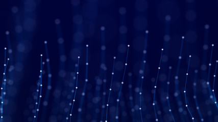Naklejka na ściany i meble Blue digital background. Network connection structure on blue background. 3D rendering.