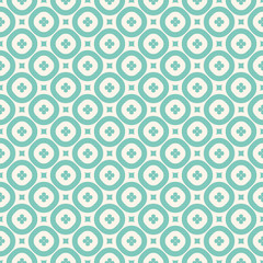 Elegant floral pattern. Vintage ornament in turquoise and beige colors. Abstract geometric texture with small flowers, circles, squares. Simple repeat colorful background. Decorative design element