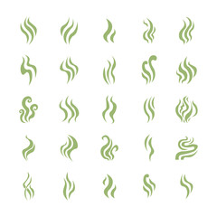 Aromas vaporize icons set. Smells