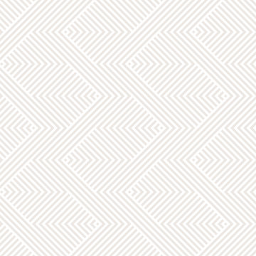 Vector geometric seamless pattern. Modern minimalist texture with zigzag lines, stripes, chevron. Simple abstract geometry graphic design. Subtle white and light gray background. Repeat design element © Olgastocker