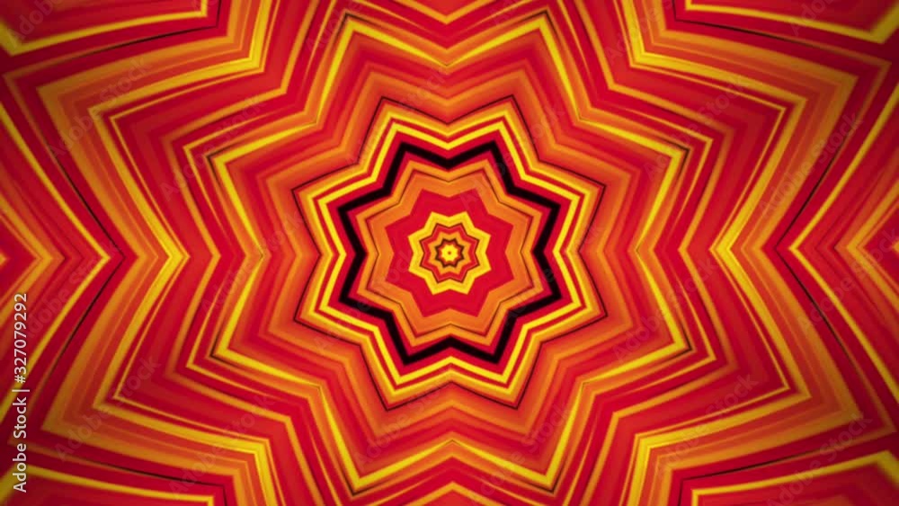 Poster multicolored kaleidoscope with abstract patterns changing colors and size of shapes. animation. anim