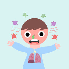  One patient had a fever, pneumonia, cough, flu, runny nose due to germs and viruses.