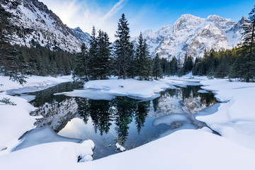 Beautiful landscape of mountains during winter