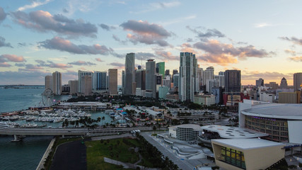 Naklejka na ściany i meble Aerial Photos of the Skyline in Downtown Miami