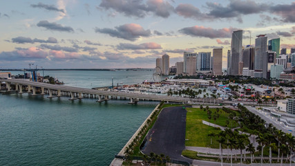 Fototapeta premium Aerial Photos of the Skyline in Downtown Miami