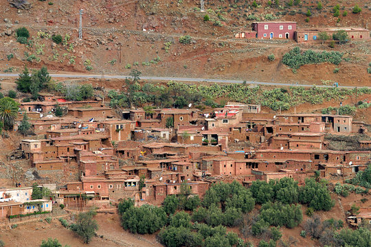 Village With Adobe Houses In Morrocco