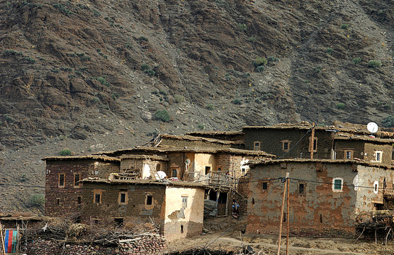 Village With Adobe Houses In Morrocco