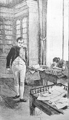 Picture of working Napoleon in the old book Napoleon I, by F. Masson, 1896, S.-Petersburg