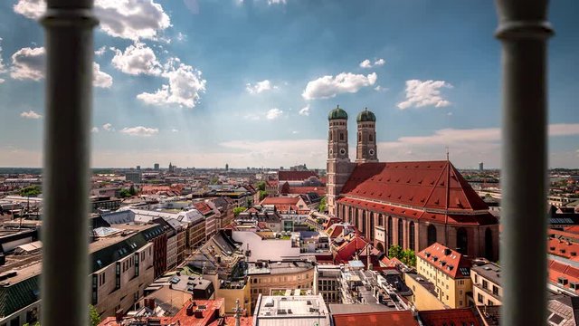 Munich germany skyline view from above view from old balcony.