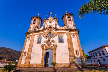 A church at Ouro Preto, Minas Gerais, Brazil. Ouro Preto is former capital of the state of Minas Gerais, Brazil. This city used to be a very rich city from gold mining.