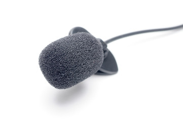 Lavalier microphone for correspondents on a white background