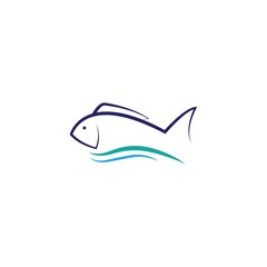 Fish logo template. Creative vector symbol of fishing club or online 