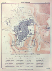 Obraz premium Ground plan of modern Jerusalem in the old book The Encyclopaedia Britannica, vol. 8, by C. Blake, 1880, Edinburgh