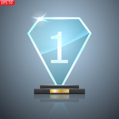 Glass Trophy Award. First place Prize plaque