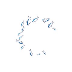 Fish logo template. Creative vector symbol of fishing club or online 