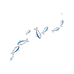 Fish logo template. Creative vector symbol of fishing club or online 