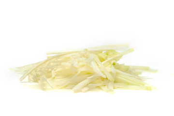 fresh papaya shredded isolated on white background