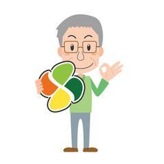 おじいさん　高齢者　シニア　もみじマーク　高齢運転者標識