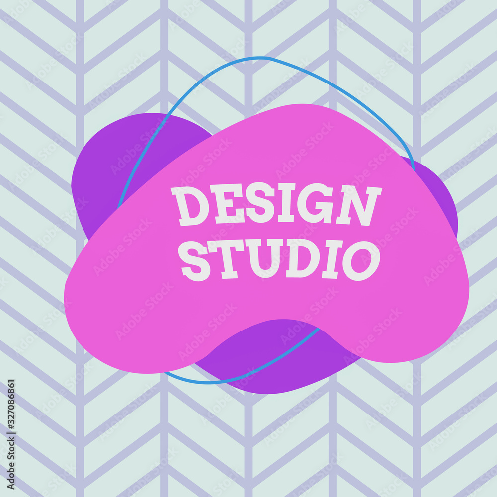 Poster text sign showing design studio. business photo showcasing workplace for designers and artisans enga