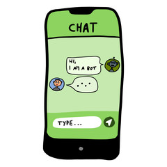 Online mobile chat on a smartphone with a chatbot - robot.