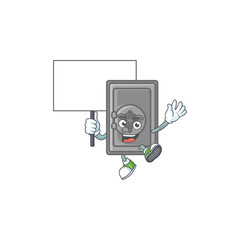 A picture of security box closed cartoon character with board