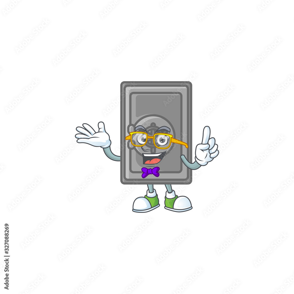 Poster the geek character of security box closed mascot design