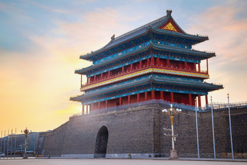 Beijing, China - Jan 17 2020: Qianmen or Zhengyangmen Gate, first built in 1419 during the Ming...