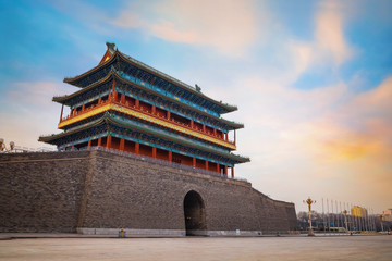 Beijing, China - Jan 17 2020: Qianmen or Zhengyangmen Gate, first built in 1419 during the Ming...