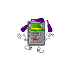 Smart security box closed cartoon character style playing Juggling
