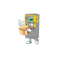 A charming parking ticket machine mascot design style having a box