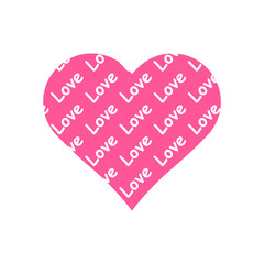 Love words repeat pattern in pink heart symbol vector isolated on white background.