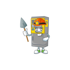 Cool clever Miner parking ticket machine cartoon character design