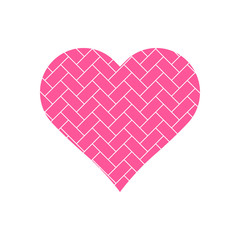 Fototapeta na wymiar Pink rectangle repeat pattern in heart symbol vector isolated on white background.
