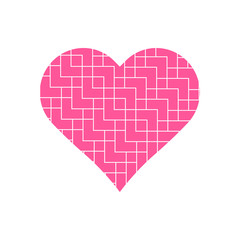 Obraz na płótnie Canvas Pink zigzag chevron in heart symbol vector isolated on white background.