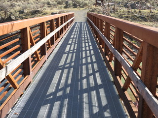 wooden bridge over river