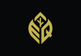 Custom Initial letter E and Q in a leaf sign, Gardening or farming logo concept.
