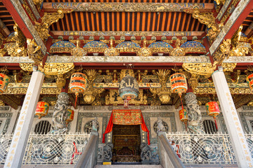 Entrance to the halls of the temple, altars and urns, the room with ancestral tablets. The Khoo...