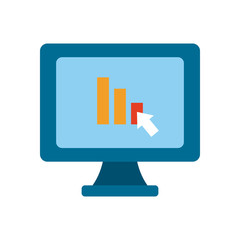 Isolated workflow with arrow inside computer flat style icon vector design