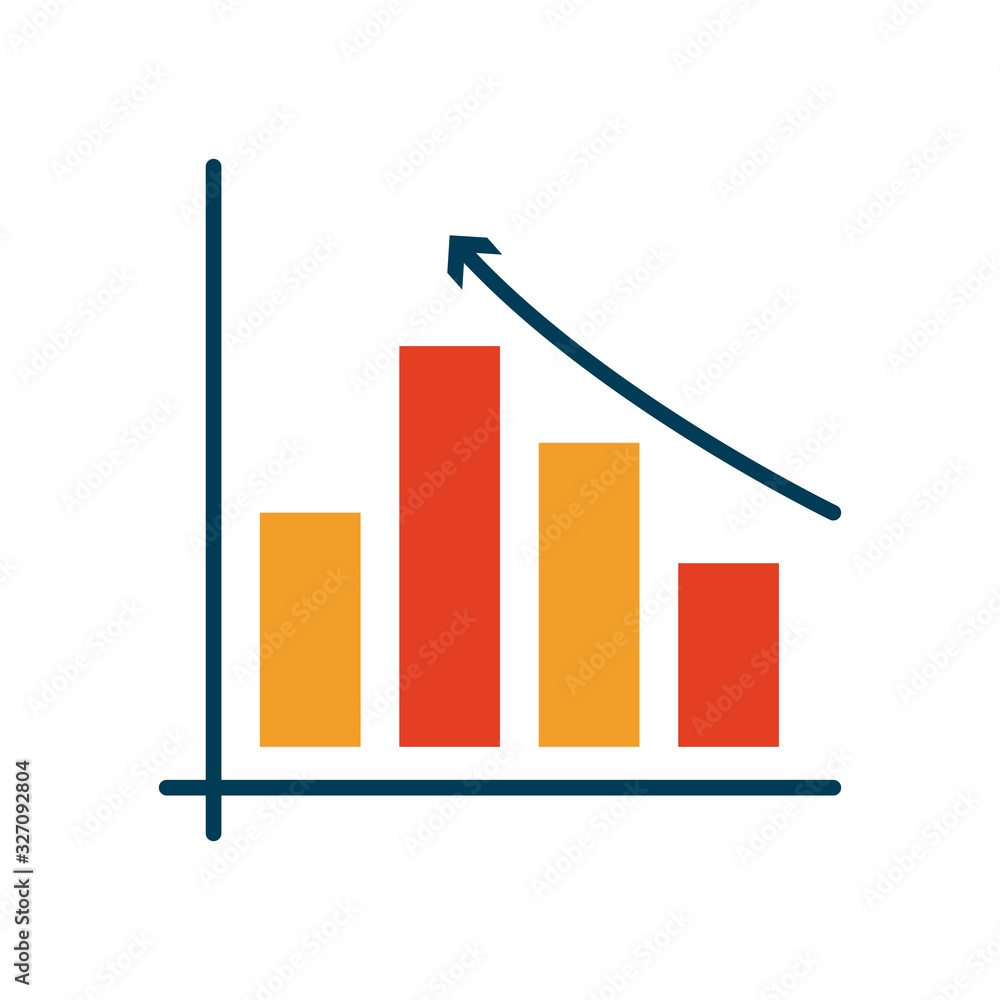 Poster isolated workflow bars with increase arrow flat style icon vector design