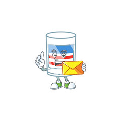 Happily USA stripes glass mascot design style with envelope
