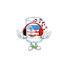 USA stripes glass cartoon character design Listening music on a headset